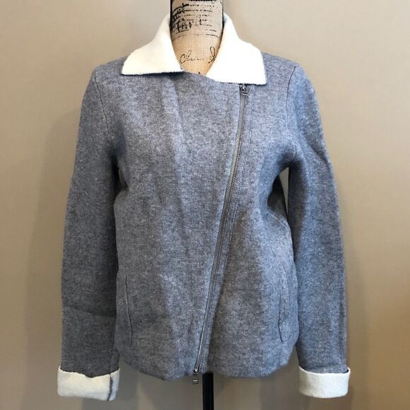 New Anthropologie Moto Contrast Sweater Jacket Small #128 - Picture 5 of 6